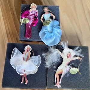 2001 New The Glamorous Miss Monroe Bradford Edition Christmas Ornament Set of 4